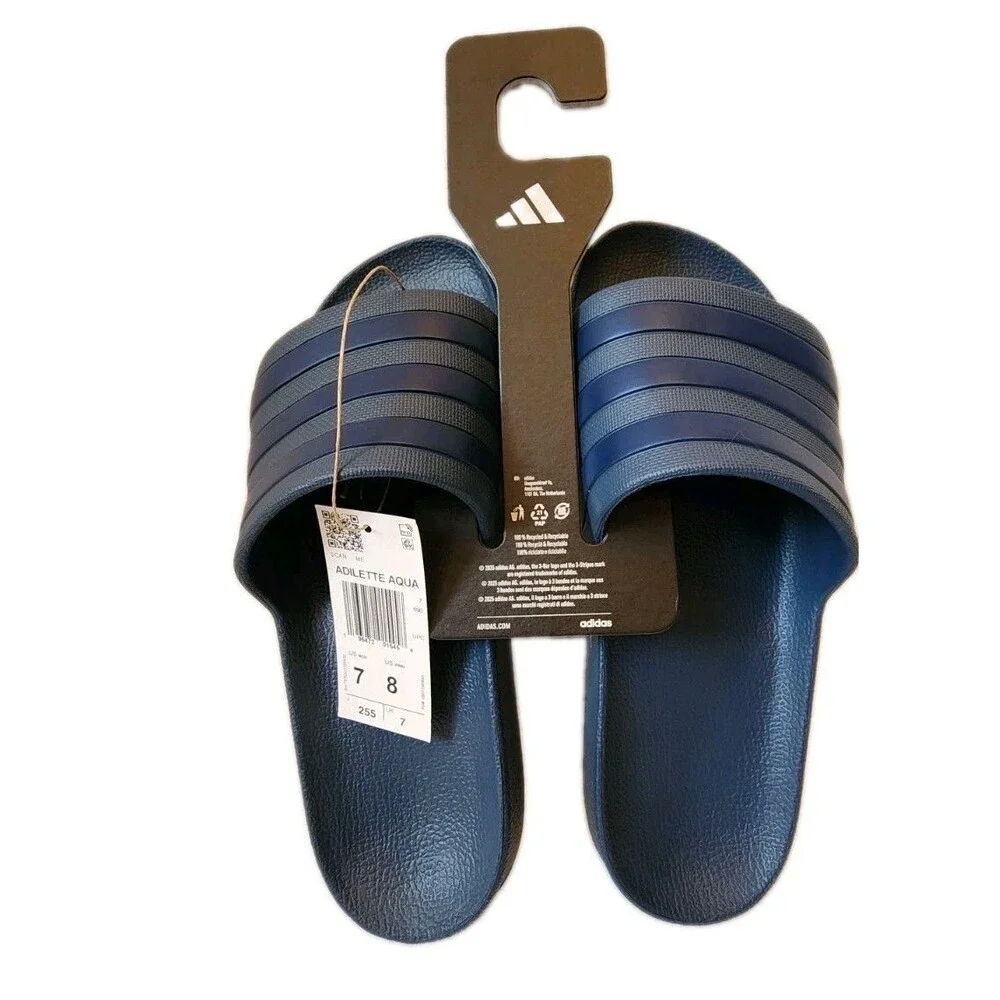 Adidas Adilette Aqua Slip On Sandals Slides Dark Blue Summer IF0895 Mens Size 7